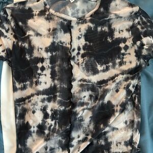 Tie-Dye Black and Gray Women's sheer Top